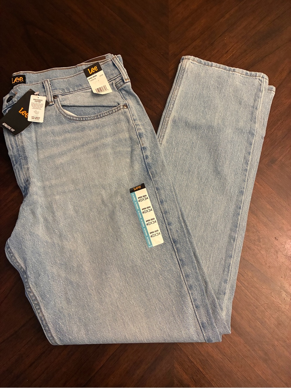 Lee Men's Legendary Athletic Taper Jean, Open Seas, 40W x 34L New